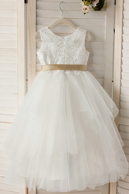 Robe Dentelle Tulle Ivoire Ornée - gallery 3