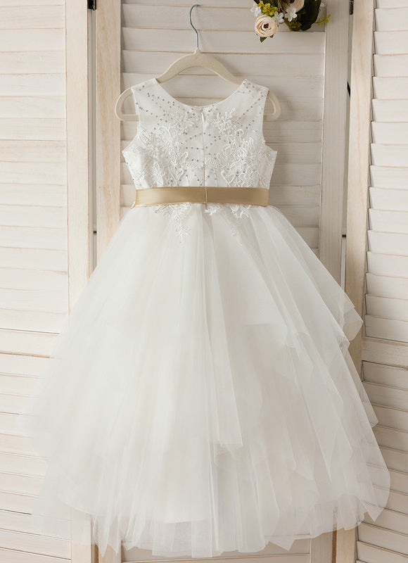 Robe Dentelle Tulle Ivoire Ornée - gallery 3