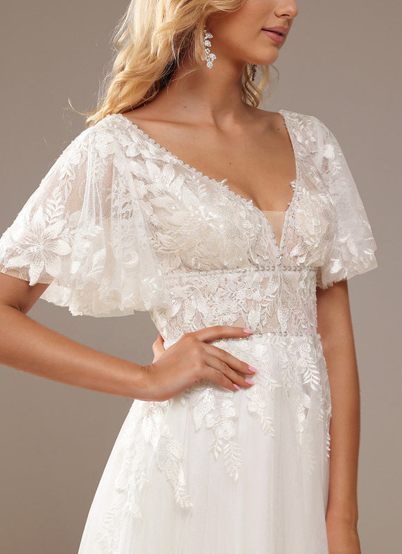 Robe Dentelle Éthérée Perlée - gallery 4