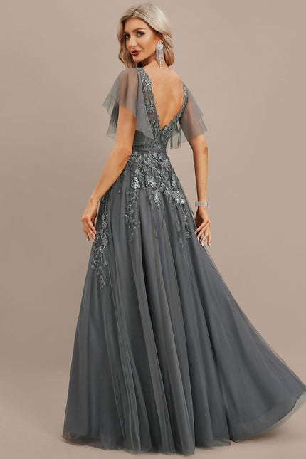 Robe Dentelle Grise Élégante - gallery 6