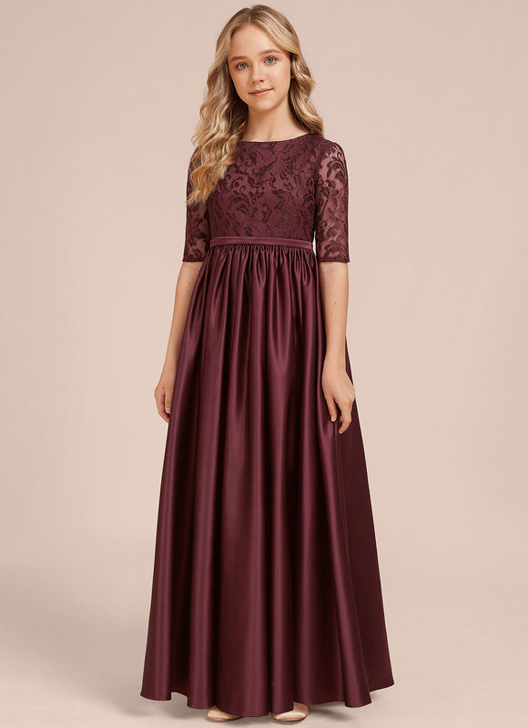 Robe Dentelle Satin Bordeaux - gallery 5