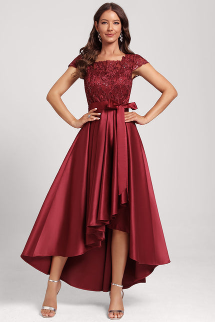 Robe Dentelle Chic Asymétrique Satin - gallery 2