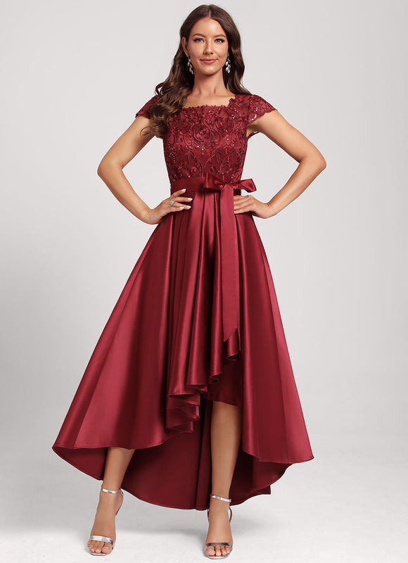 Robe Dentelle Chic Asymétrique Satin - gallery 2