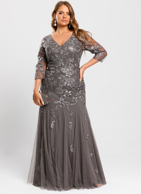 Robe Dentelle Argentée Élégante - gallery 9