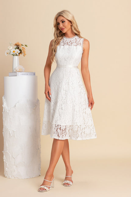 Robe Blanche Dentelle Romantique - gallery 4
