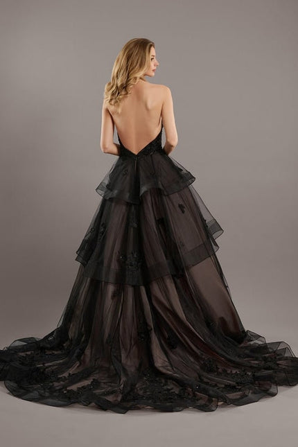 Robe Dentelle Tulle Noire Élégante - gallery 5