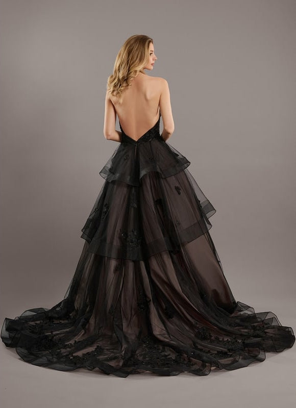 Robe Dentelle Tulle Noire Élégante - gallery 5