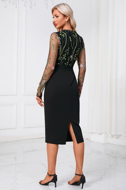 Robe Noire Manches Longues Dentelle - gallery 1