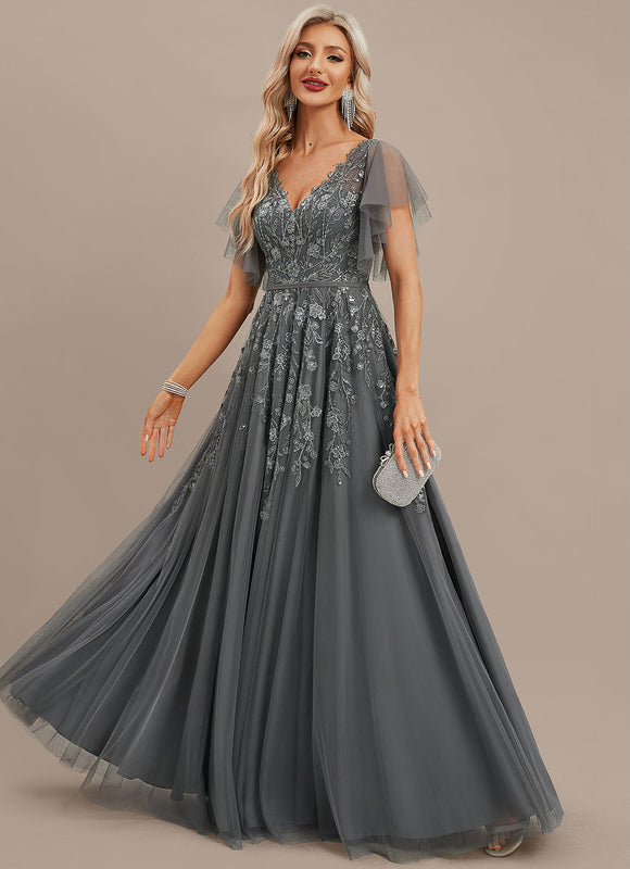 Robe Dentelle Grise Élégante
