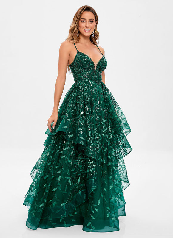 Robe Dentelle Émeraude Festonnée - gallery 6