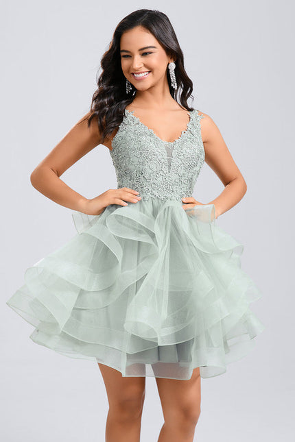 Robe Dentelle Tulle Vert Émeraude - gallery 4