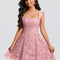 Robe Dentelle Rose À Bretelles