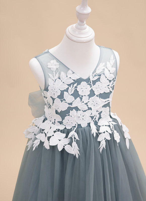 Robe Dentelle Tulle Grise Délicate - gallery 6
