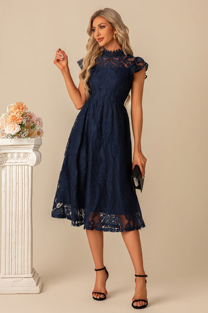 Robe Dentelle Dentelle Marine Élégante - gallery 5