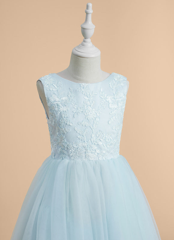 Robe Dentelle Tulle Bleu Ciel - gallery 5