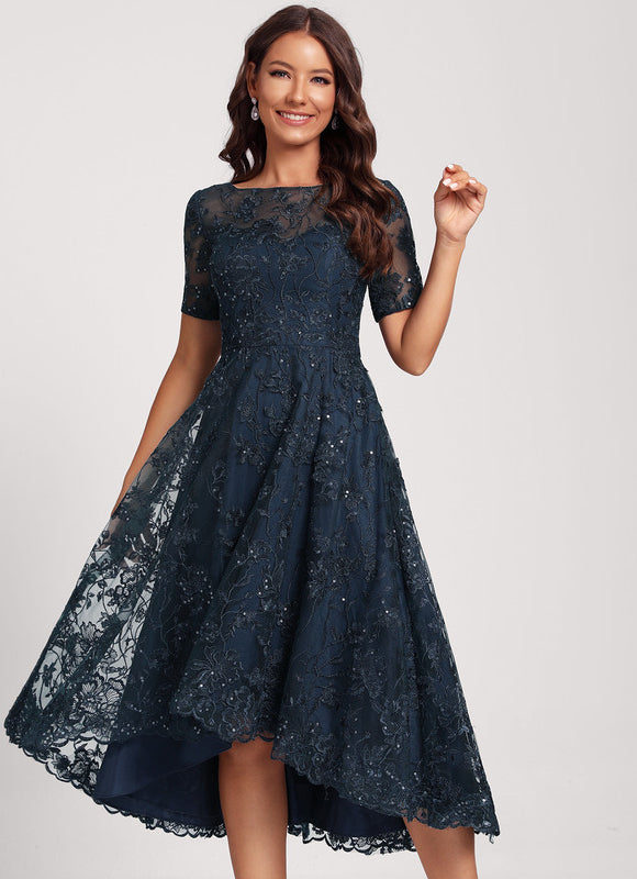 Robe Dentelle Pailletée Marine - gallery 2