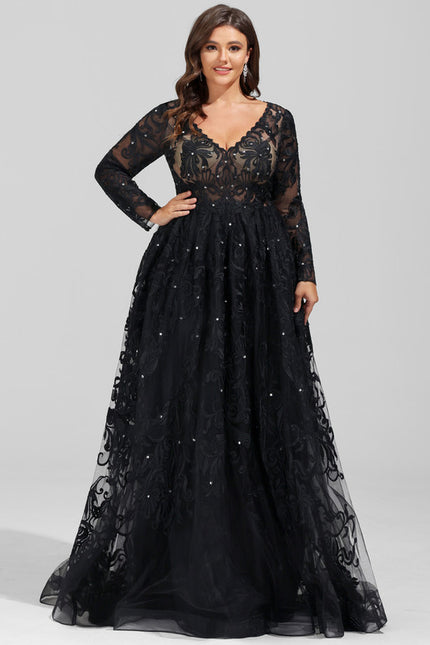Robe Dentelle De Soirée Scintillante - gallery 5