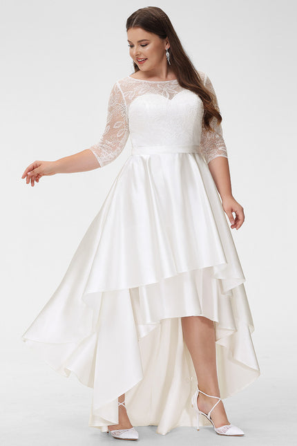 Robe Dentelle Asymétrique Satinée - gallery 9