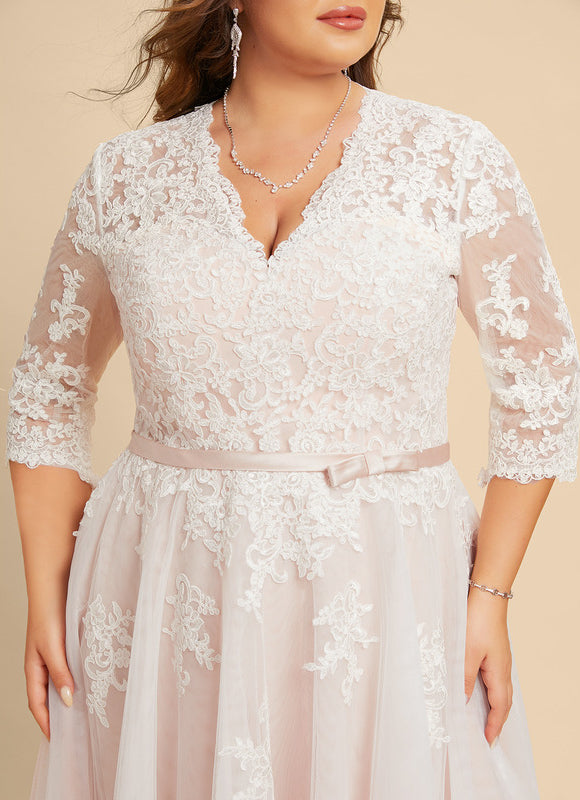 Robe Dentelle Tulle Écrue - gallery 9