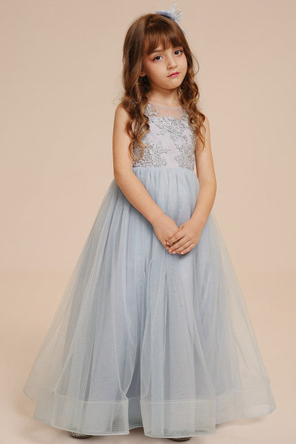 Robe Dentelle Tulle Bleu Clair - gallery 3