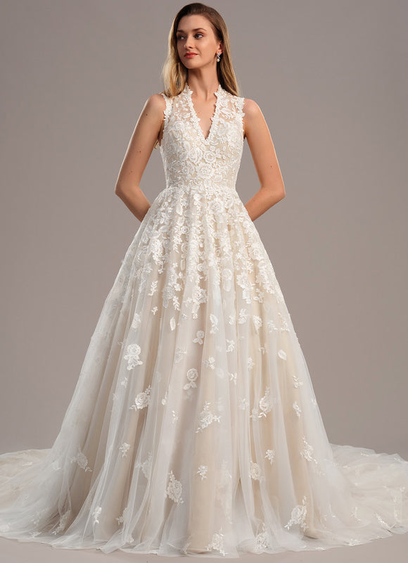 Robe Dentelle Nuptiale Brodée - gallery 1
