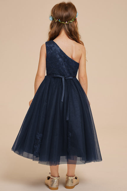 Robe Dentelle Asymétrique Tulle Fleuri - gallery 5