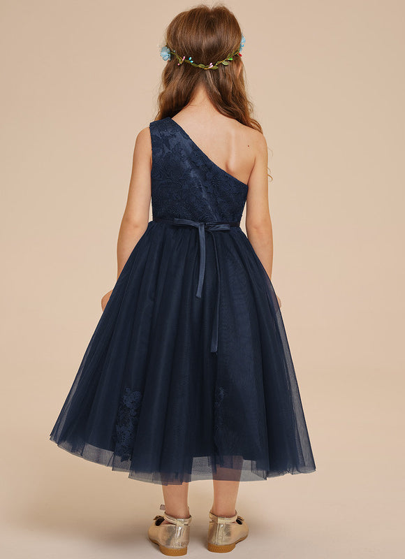 Robe Dentelle Asymétrique Tulle Fleuri - gallery 5