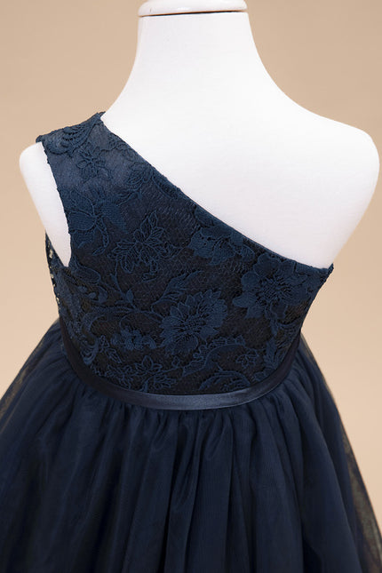 Robe Dentelle Asymétrique Tulle Fleuri - gallery 7