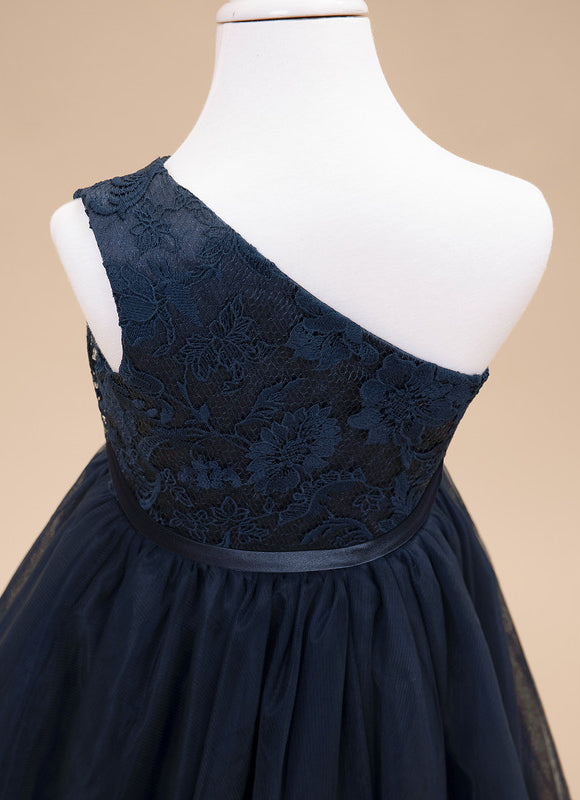 Robe Dentelle Asymétrique Tulle Fleuri - gallery 7