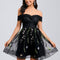 Robe Dentelle Courte Brodée Tulle