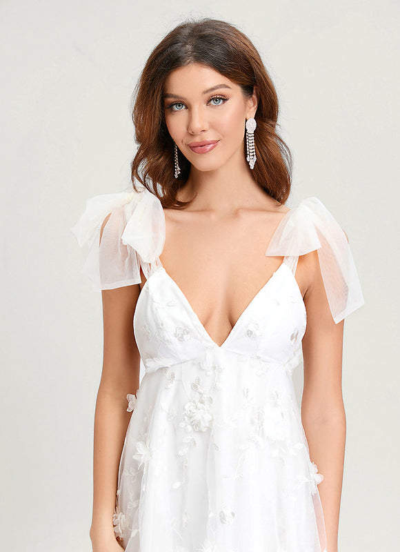 Robe Dentelle Tulle Florale Blanche - gallery 6