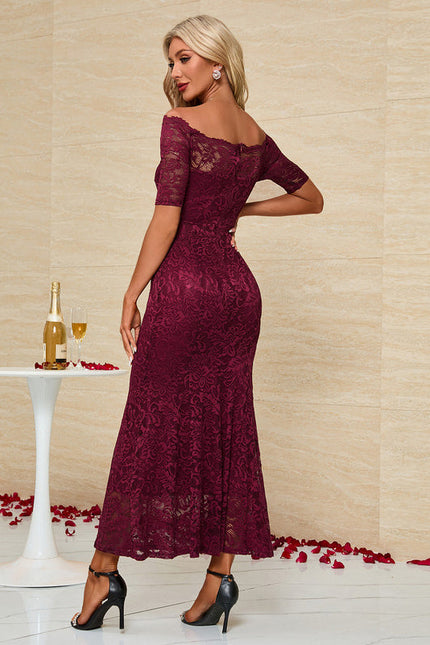 Robe Sirene Rouge Dentelle - gallery 6