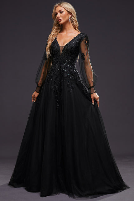 Robe Dentelle De Soirée Scintillante - gallery 8
