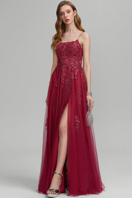 Robe Dentelle Longue Bordeaux Élégante - gallery 4