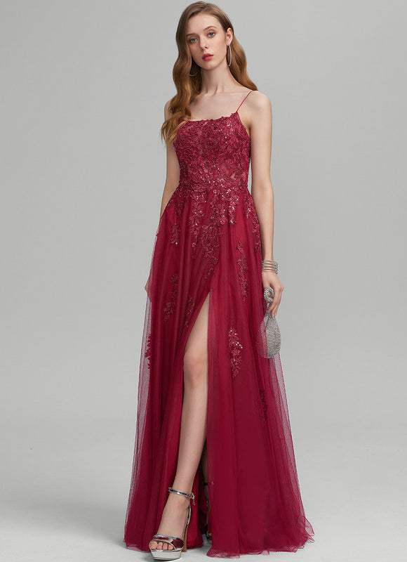 Robe Dentelle Longue Bordeaux Élégante - gallery 4