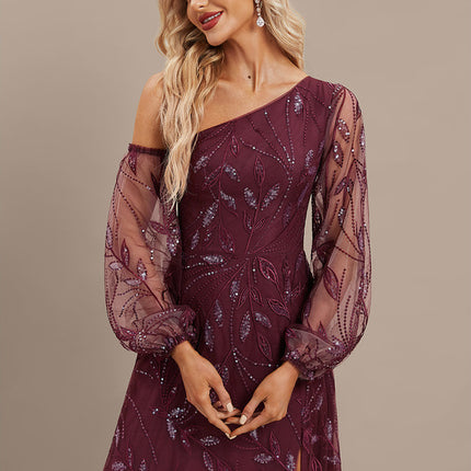 Robe Dentelle Bordeaux Pailletée - gallery 1