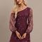 Robe Dentelle Bordeaux Pailletée - gallery 1