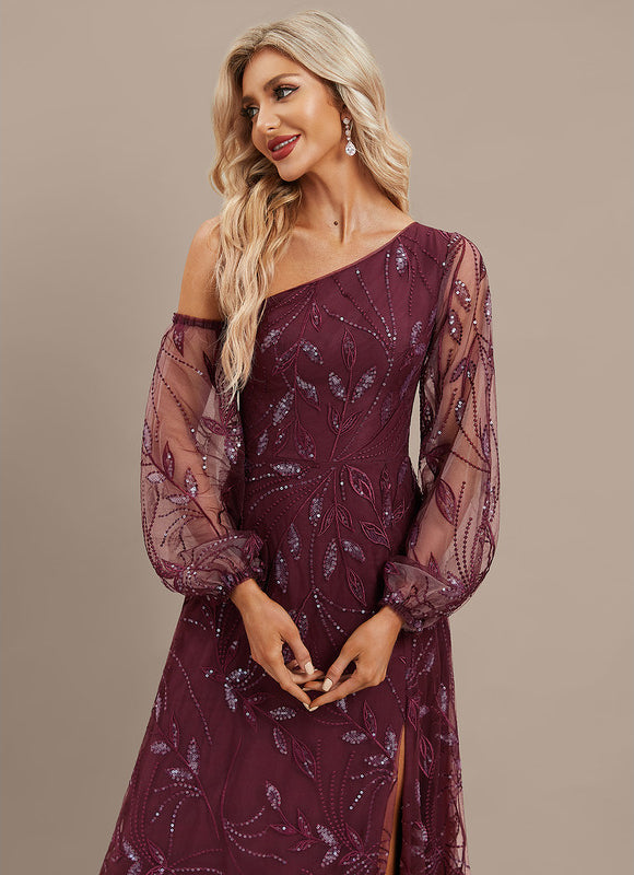 Robe Dentelle Bordeaux Pailletée - gallery 1