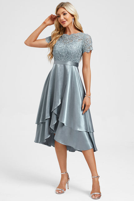Robe Dentelle Satin Bleu Ciel