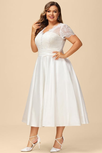 Robe Dentelle Satinée Écrue - gallery 9