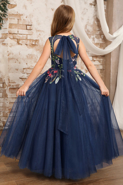 Robe Dentelle Tulle Marine Fleurie - gallery 5