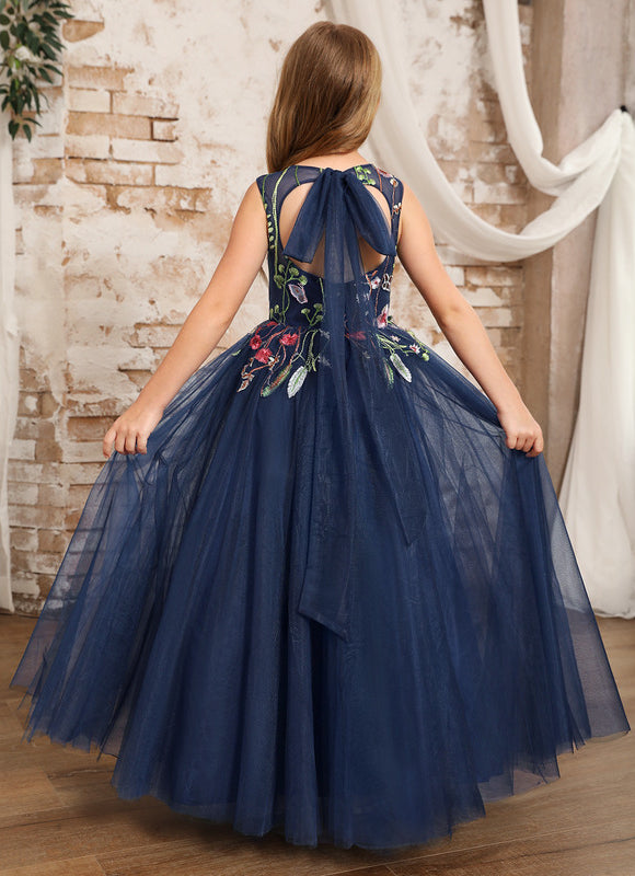 Robe Dentelle Tulle Marine Fleurie - gallery 5