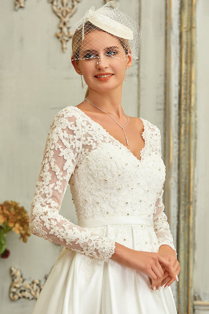 Robe Dentelle Nuptiale Asymétrique Satinée - gallery 3