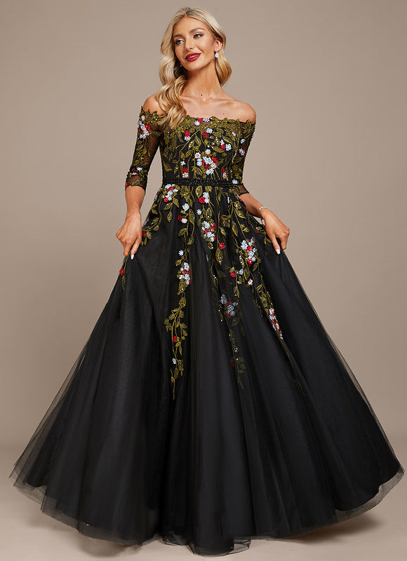 Robe Dentelle De Gala Florale