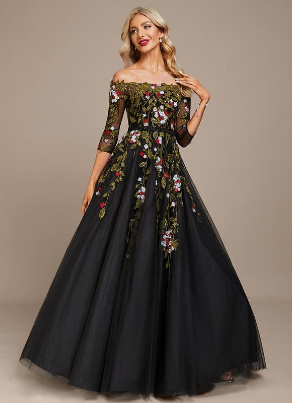 Robe Dentelle De Gala Florale - gallery 5