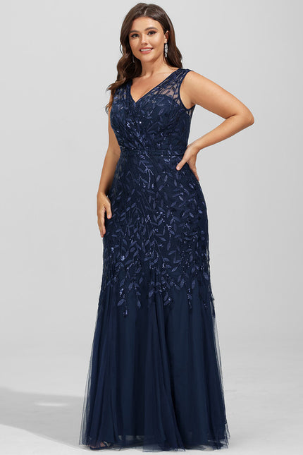 Robe Dentelle Marine Pailletée - gallery 8