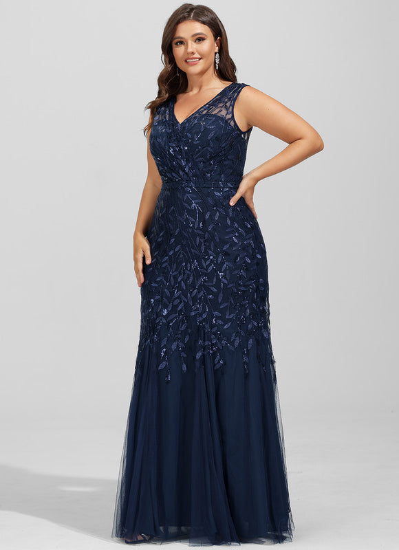 Robe Dentelle Marine Pailletée - gallery 8