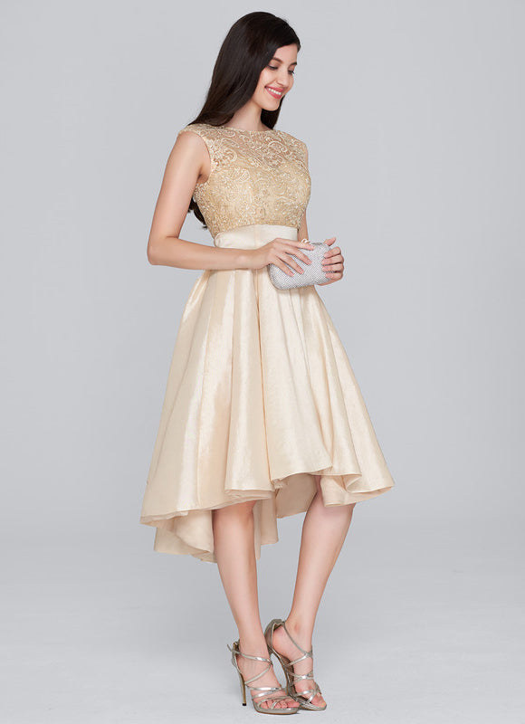 Robe Dentelle Satinée Dorée - gallery 1