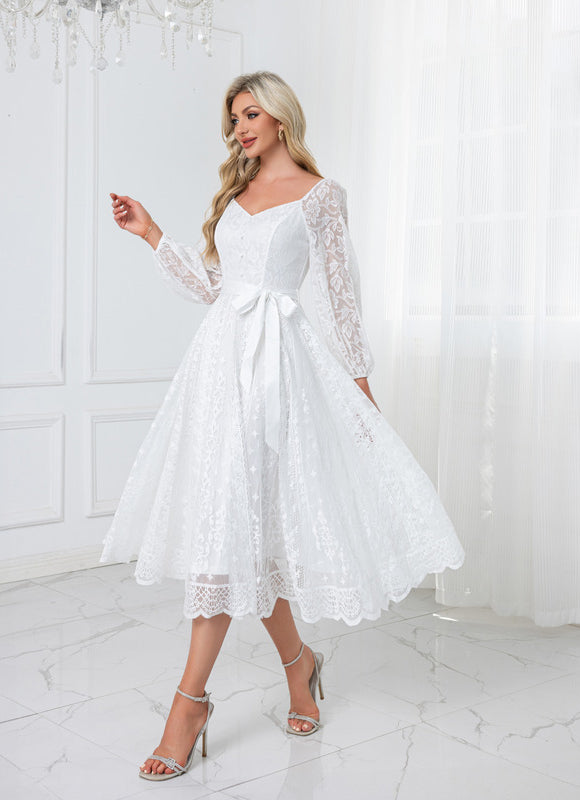 Robe Blanche Dentelle Mariage Civil - gallery 4