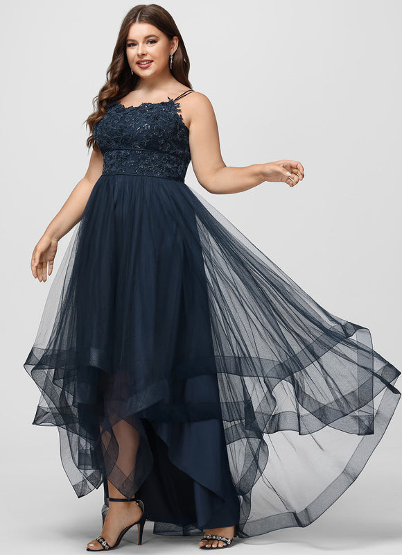 Robe Dentelle Asymétrique Scintillante - gallery 5
